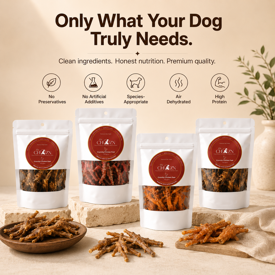 Chozn Chicken Feet Starter Bundle for Dogs | 4 Premium Species-Appropriate Dehydrated Treats
