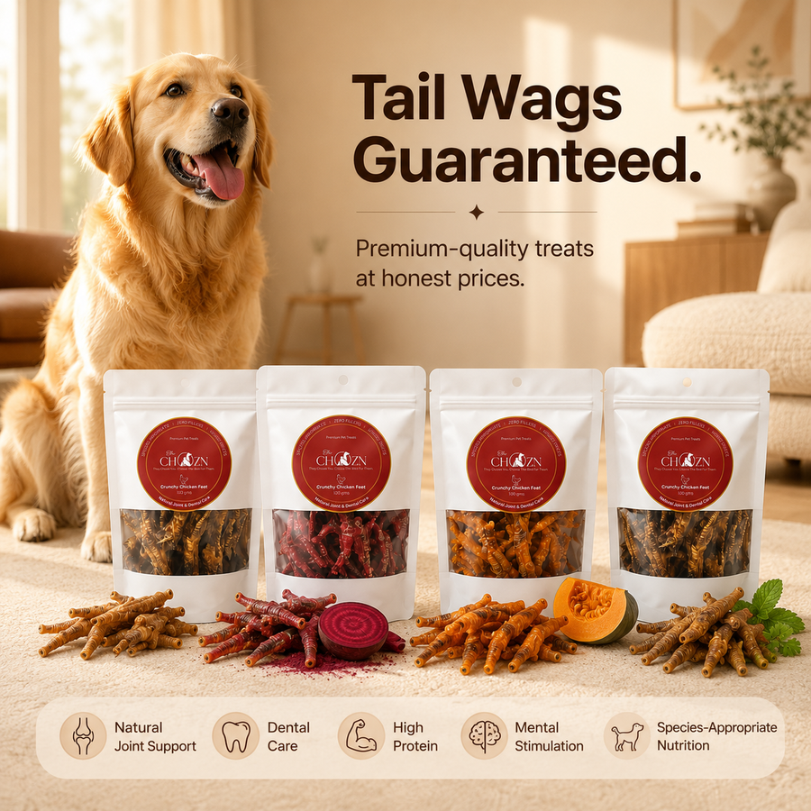 Chozn Chicken Feet Starter Bundle for Dogs | 4 Premium Species-Appropriate Dehydrated Treats