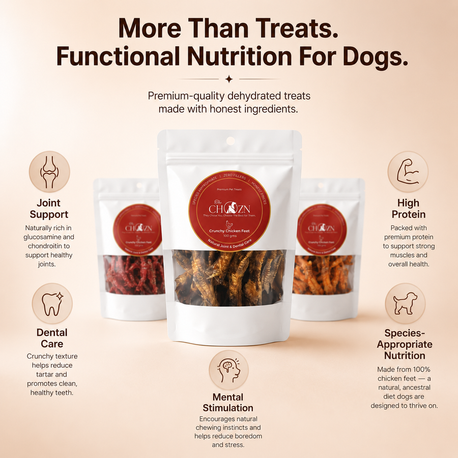 Chozn Chicken Feet Starter Bundle for Dogs | 4 Premium Species-Appropriate Dehydrated Treats