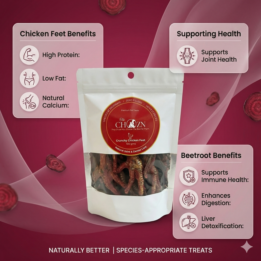 Chicken Feet for Dogs with Beetroot | Natural Joint & Dental Treat | The Chozn