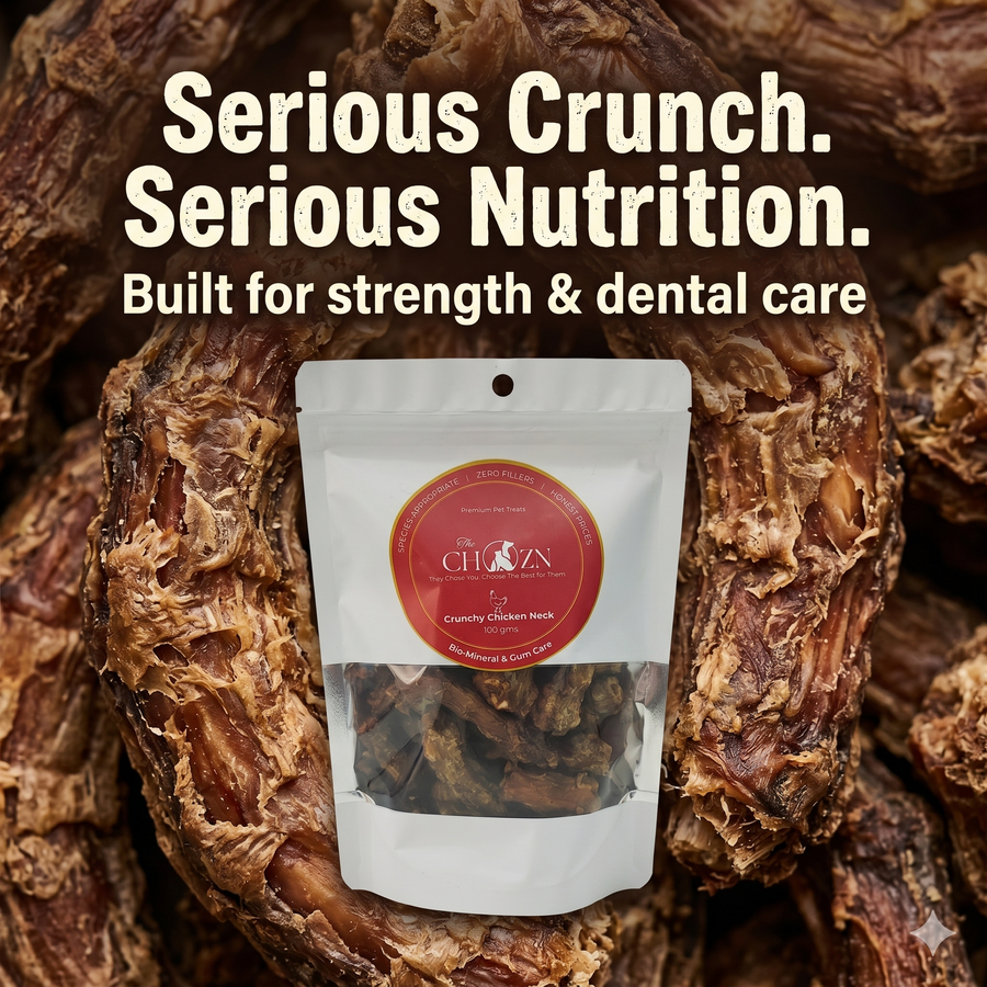 Dehydrated Chicken Neck for Dogs | Natural Calcium Rich Treats | The Chozn