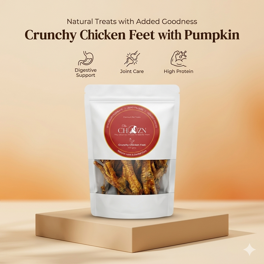 Dehydrated Chicken Feet for Dogs with Pumpkin | Natural Joint & Digestive Care Treats | The Chozn