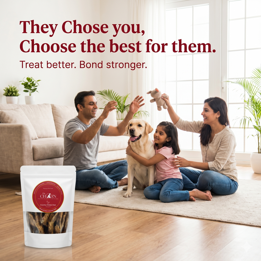 Dehydrated Chicken Feet for Dogs with Mint & Coriander | Natural Joint & Dental Treat | The Chozn