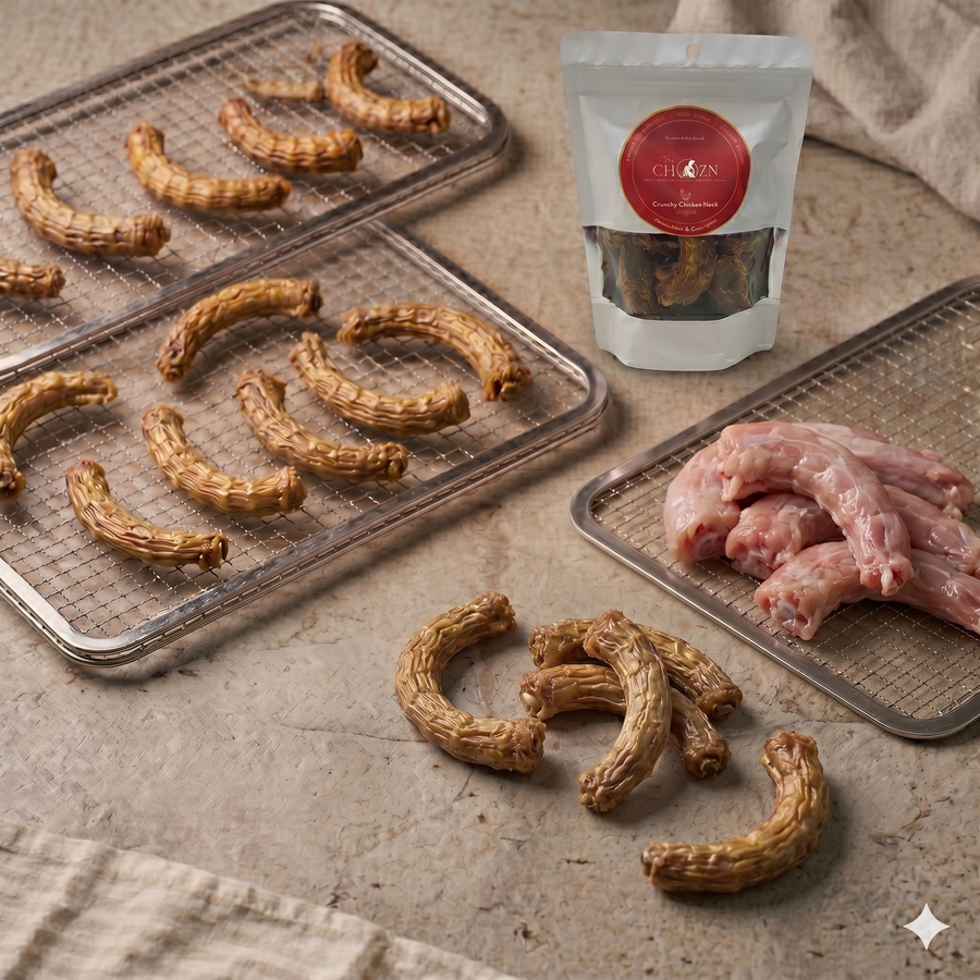 Dehydrated Chicken Neck for Dogs | Natural Calcium Rich Treats | The Chozn