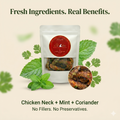 Dehydrated Chicken Neck with Mint & Coriander for Dogs | Calcium & Antioxidant Rich Natural Treats| The Chozn