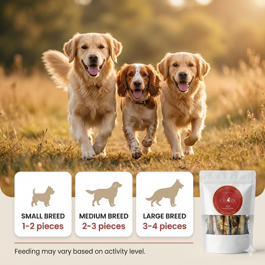 Crunchy Sardines for Dogs & Cats | 100% Natural Dehydrated Fish Treats (Rich in Omega-3)
