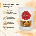 Dehydrated Chicken Neck with Pumpkin for Dogs | Natural Calcium Rich & Digestive Care Treats | The Chozn