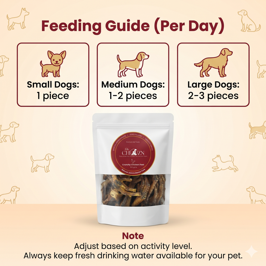 Classic Crunchy Chicken Feet for Dogs | Natural Joint & Dental Treat | The Chozn