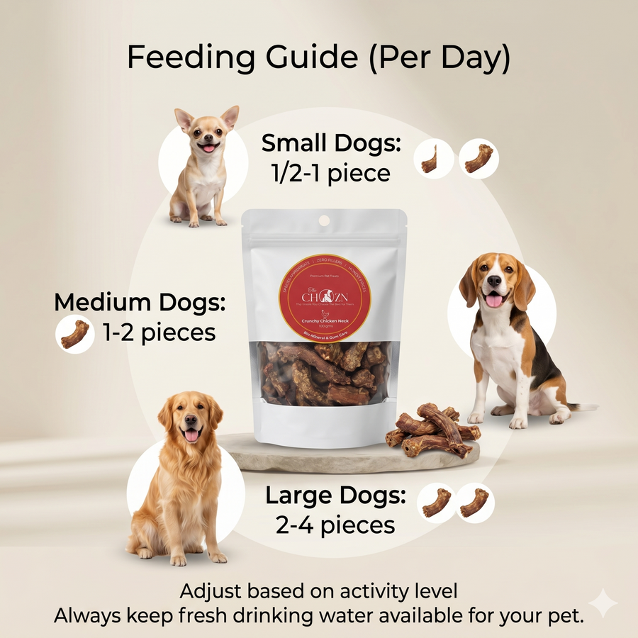 Dehydrated Chicken Neck for Dogs | Natural Calcium Rich Treats | The Chozn
