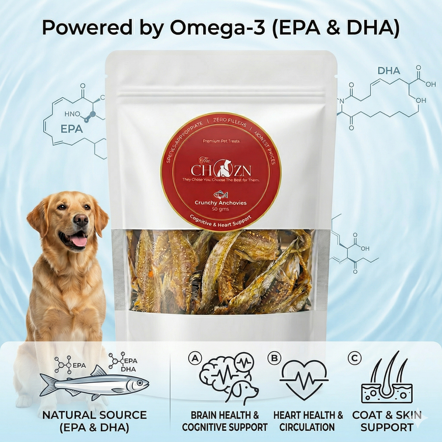 Crunchy Anchovies for Dogs | High Omega-3 Natural Dog Treats | CHOZN