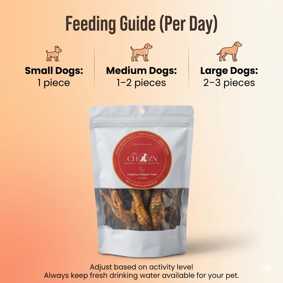 Dehydrated Chicken Feet for Dogs with Pumpkin | Natural Joint & Digestive Care Treats | The Chozn