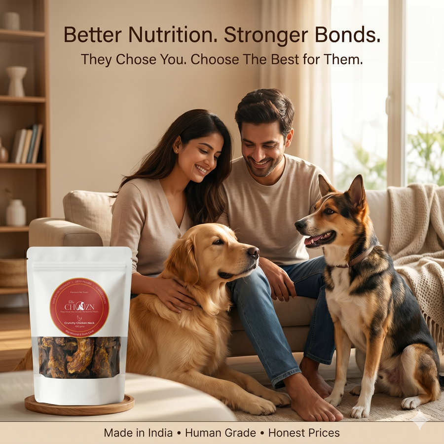 Dehydrated Chicken Neck with Pumpkin for Dogs | Natural Calcium Rich & Digestive Care Treats | The Chozn