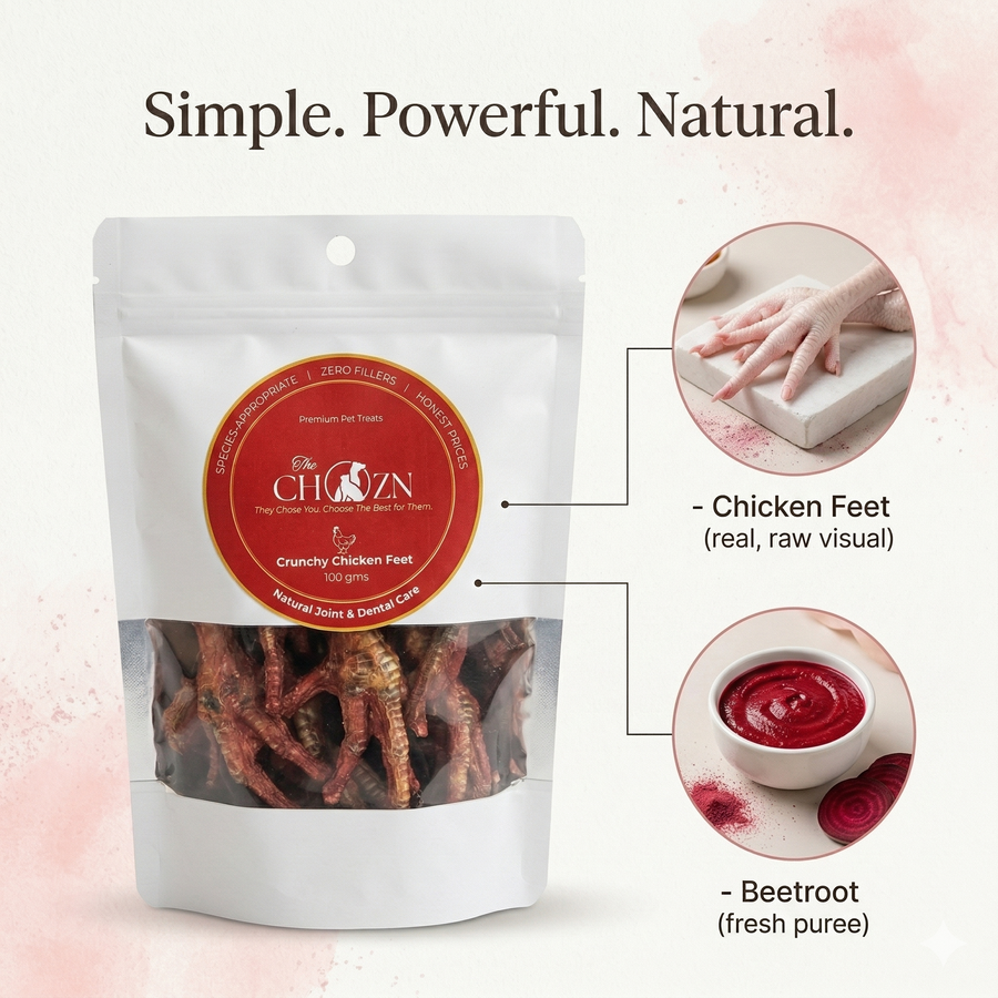 Chicken Feet for Dogs with Beetroot | Natural Joint & Dental Treat | The Chozn