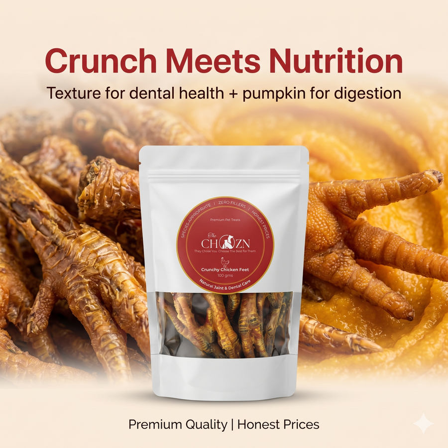 Dehydrated Chicken Feet for Dogs with Pumpkin | Natural Joint & Digestive Care Treats | The Chozn